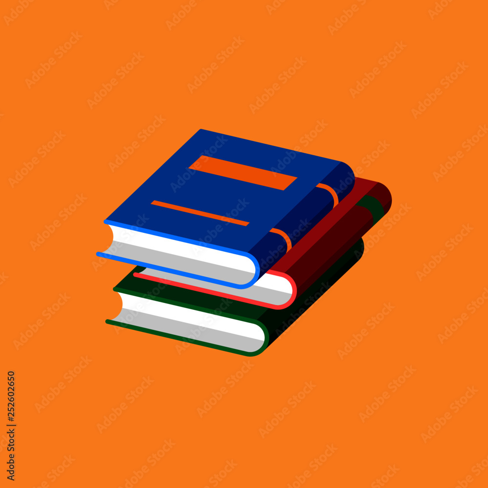 Aufkleber set of book icons in flat style isolated on yellow background. vector heap of books isometric view. 