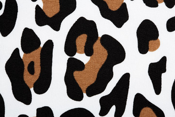 Fototapeta premium Cotton fabric with animal print. Animal pattern background or texture. Texture leopard. Black and white fabric.