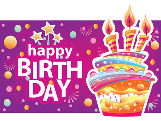 Card with birthday cake and candles