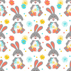 Easter Bunny, Easter pattern seamless. Easter rabbit wallpaper. All objects are editable, Vector pattern