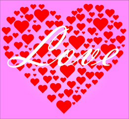 St. Valentines day concept. Gears in a shape of heart next to the word Love, both connected. 