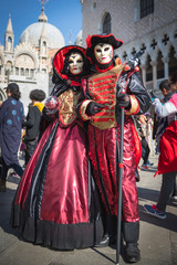 Fototapeta na wymiar Costumes and masks for the Venice carnival 2019