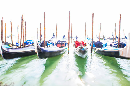 Gondolas in Venice (Italy) Image in high key