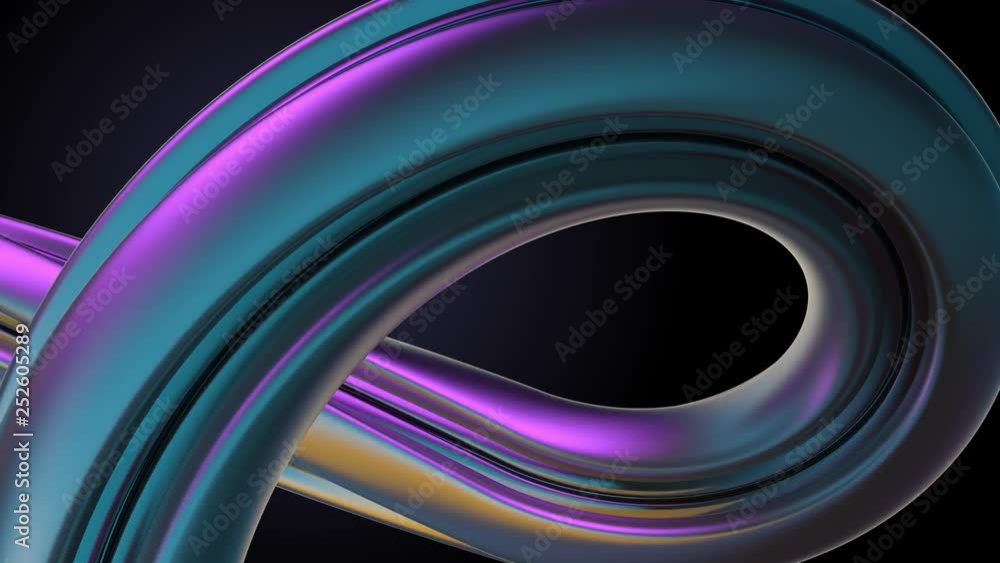 Poster 3d render colorful abstract modern background with twisted element. reflective extruded element with