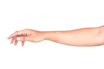 Male Caucasian hand gestures isolated over the white background, set of multiple images.