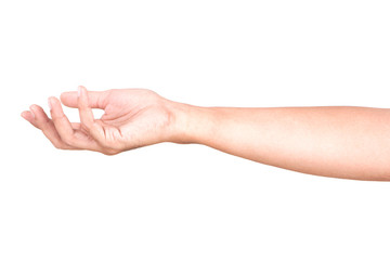 Male Caucasian hand gestures isolated over the white background, set of multiple images.