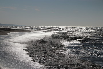 Sea shore, waves of the Baltic sea.