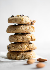 stack of gluten free vegan chocolate chip cookies