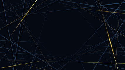 Abstract luxury gold lines and dark blue background