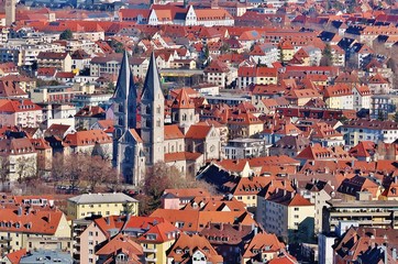 Obraz premium Würzburg, Adalberokirche, Blick vom Nikolausberg