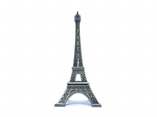 Fototapeta na wymiar Beautiful Stylish Eiffel Tower of France Europe Model Statue Toys in White Isolated Background