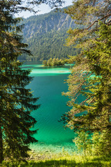 Lake Eibsee Islands Near Garmisch, Germany
