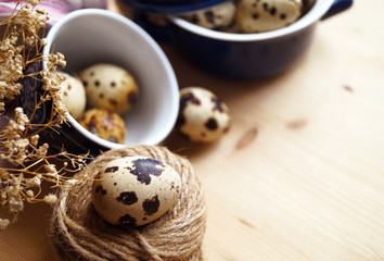 Quail eggs background   