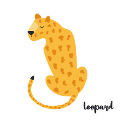 Cute orange leopard on white background