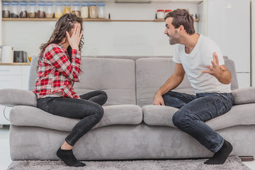 Negative emotions are a couple of concepts. A husband and wife, asserting and shouting expressive...