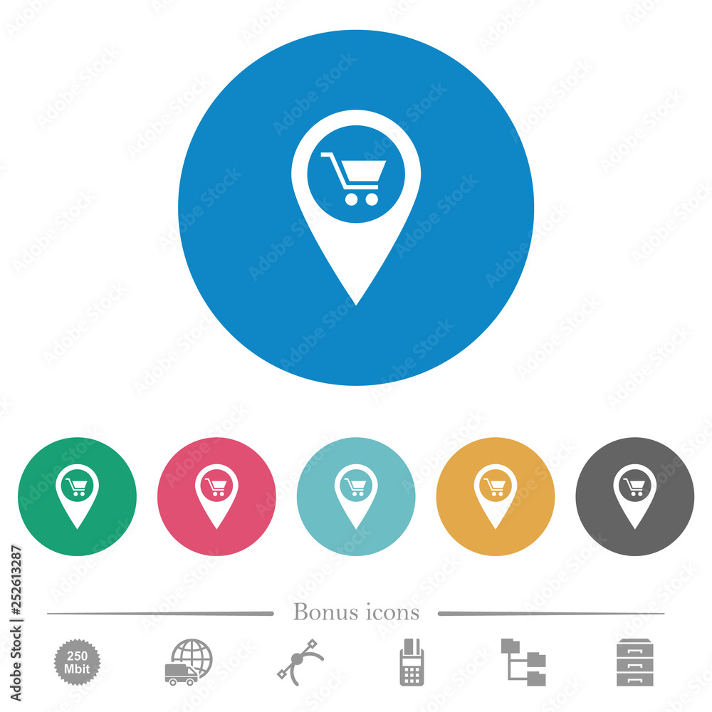 Poster department store gps map location flat round icons