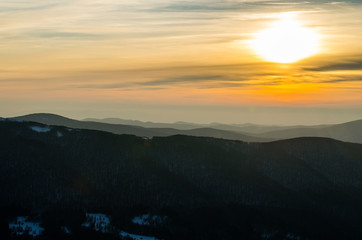 Zachód słońca Bieszczady