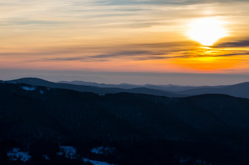 zachód słońca Bieszczady