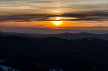 Fototapeta na wymiar zachód słońca Bieszczady