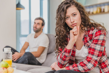 The wife refuses to listen to her nervous, screaming husband and gives him a quiet treatment. Nervous people.