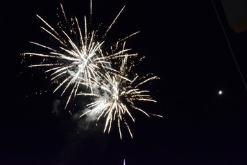 fireworks, night, celebration, light, firework, explosion, abstract, holiday, sky, star, fire, black, celebrate, party, blue, christmas, new, dark, stars, fiber, bright, space, burst, event, festival