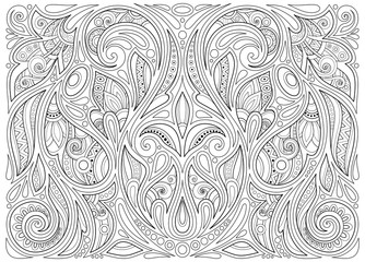 Monochrome Floral Background in Paisley Garden Indian Style