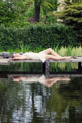 Young pretty woman relaxing outdoor