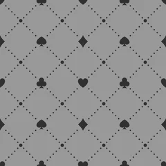 Fototapete Grau Spielkarte passt Zeichen nahtloses Muster. Endloser Vektorhintergrund