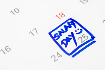 Salary Day marker pen on White Calendar