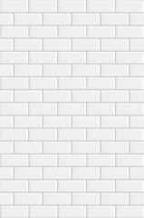 White rectangle mosaic tiles texture  background. Classic white metro tile. Vertical picture.