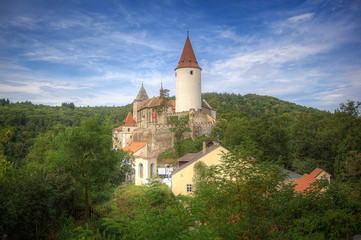 Krivoklat Castle in the forest in Czech Republic