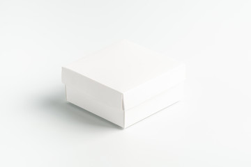 white rectangular cardboard box on a white background, moke up