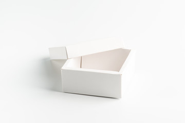 white rectangular cardboard box on a white background, moke up