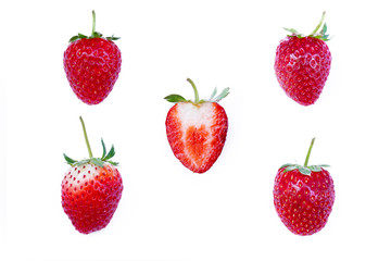 Fresh strawberry on white background.