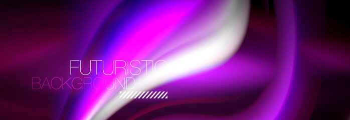 Fluid color neon wave lines background, neon liquid color futuristic paint template