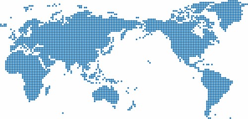 Violet circle shape world map on white background, vector illustration.