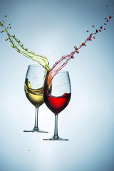 Wine glass. Spray wine.