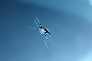 Cracked broken car windshield