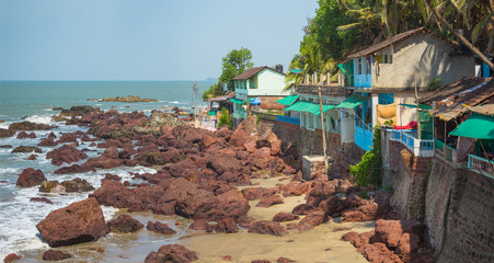 Arambol beach, houses, North Goa, India