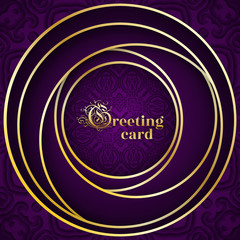 Greeting card decorated with ethnic patterns  . Congratulations or invitation embellish  background from complex elements . Tribal Oriental motifs. Luxury