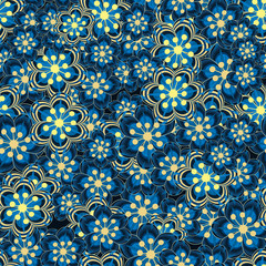 Vector floral ethnic seamless pattern in doodle style with flowers and leaves. Gentle, spring, summer floral background.