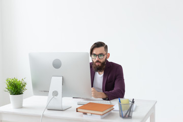 People, designer and technology concept - Artist working on at the computer