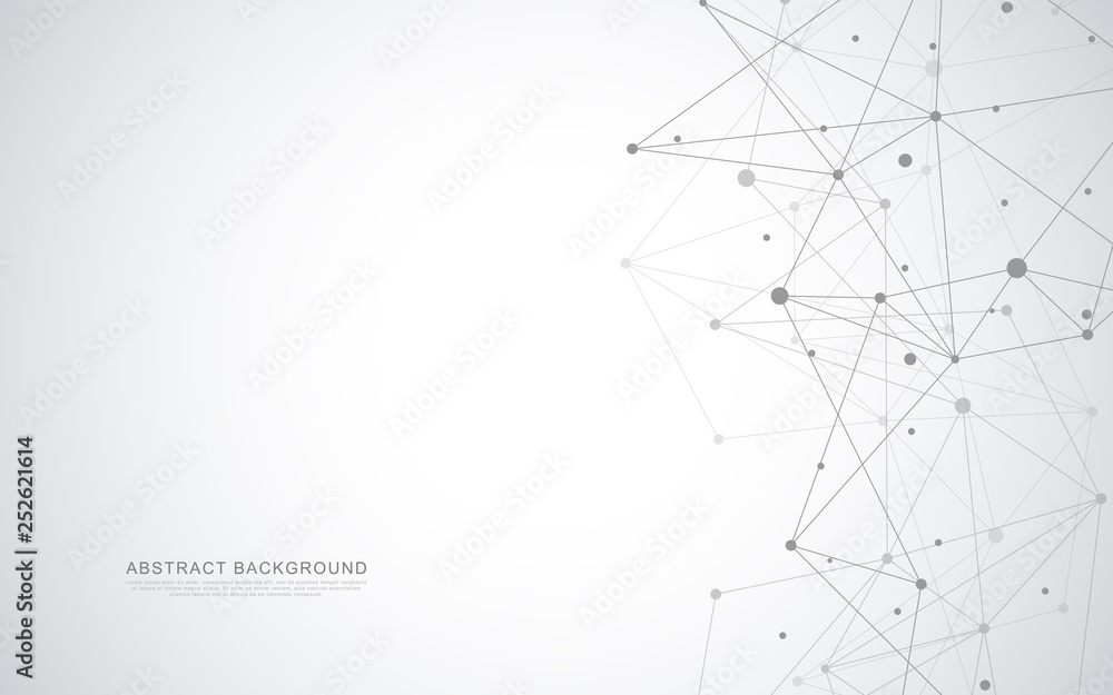 Poster global network connection. abstract geometric background with connecting dots and lines. digital tec