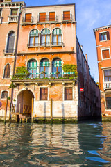 Buildings in narrow canal in Venice, Italy