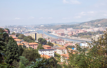Aerial view of Bilbao in Spain in a cloudy day