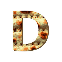 capital English letter D with matza texture. Font for Passover. Vector illustration on isolated background.