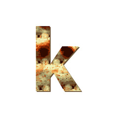 English lowercase letter K with matza texture. Font for Passover. Vector illustration on isolated background.