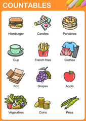 Nouns the can be  countable - Worksheet for education.