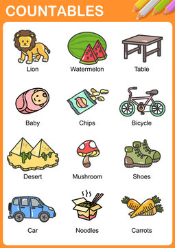 Nouns the can be  countable - Worksheet for education.