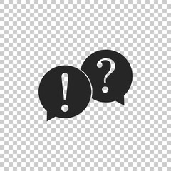 Speech bubbles with Question and Exclamation marks icon isolated on transparent background. Flat design. Vector Illustration
